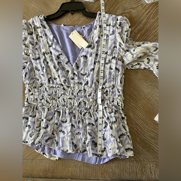 NWT Rebecca Taylor Deco Floral Print Silk Blouse - Fleur Aster Ruffle Peplum - Picture 13 of 13